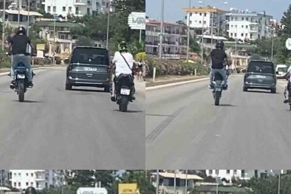 Motosiklet sürücüsü ile D-400 otoyolundaki tehlikeli hareketler